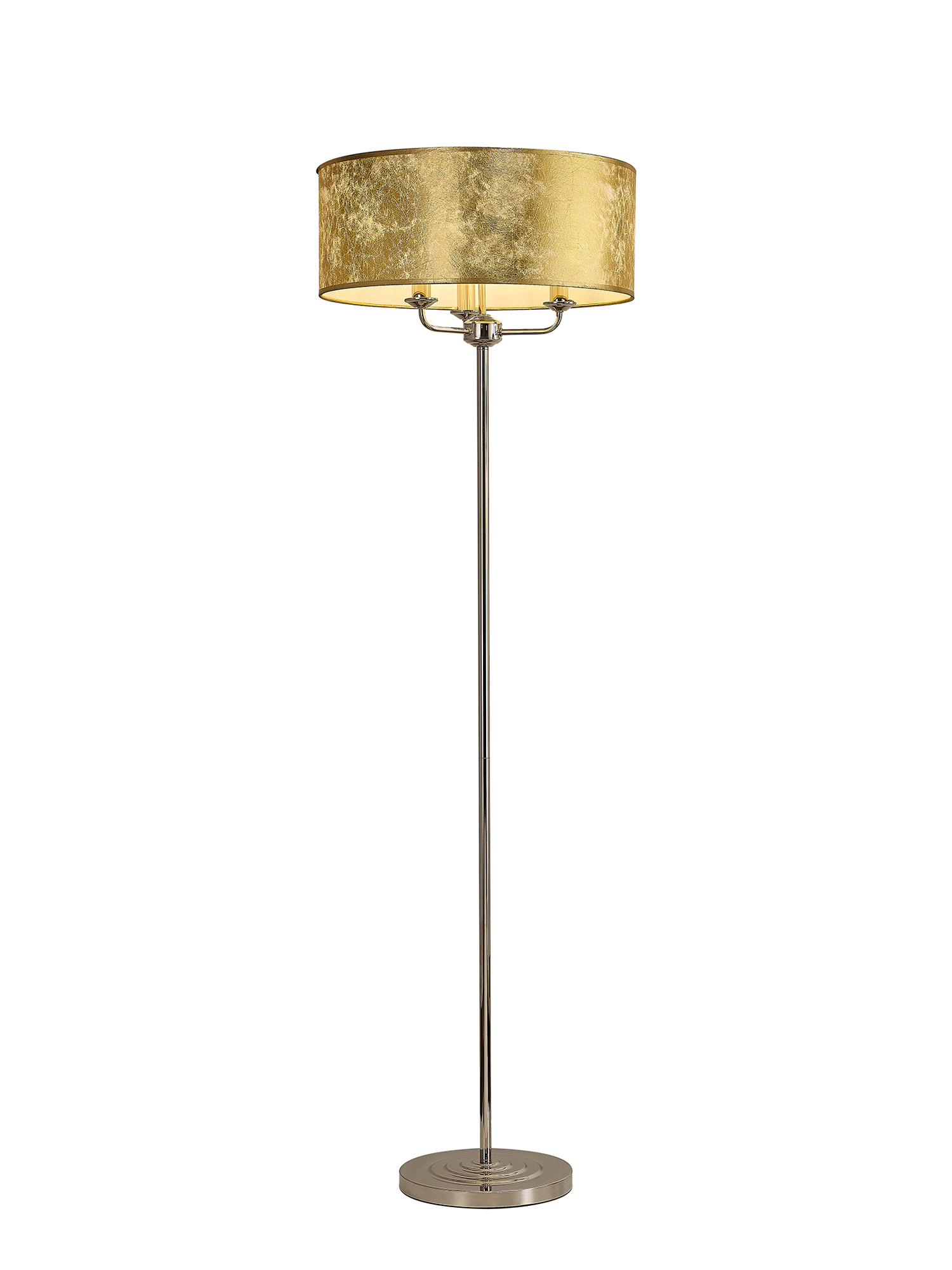DK0899  Banyan 45cm 3 Light Floor Lamp Polished Nickel; Gold Leaf